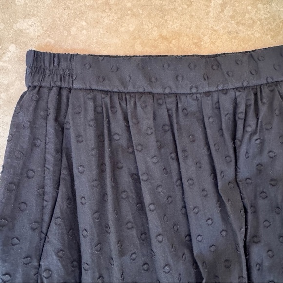 J Crew Black Swiss Dot Ruffle Trim Cotton Midi Skirt Womens Size 8 Elastic Waist - Picture 4 of 12
